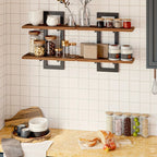 Rustic Style Floating Shelves Set of 2 - Manufactured Wood Wall Hanging Storage - 2-Tier Wall Mounted Shelves for Living Room, Bedroom, Bathroom, Kitchen - Unfinished Decorative Shelf without Electricity House Of Avana