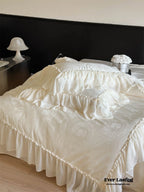 Airy Silky Floral Lace Bedding Set - House Of Avana