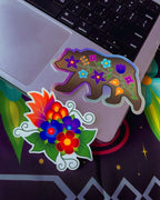 Floral Bear Holographic Sticker- Left Facing Bizaanide'ewin
