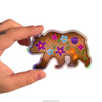 Floral Bear Holographic Sticker- Left Facing Bizaanide'ewin