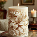 Candle Mold - Ceramic Floral Pillar, detail shot - House Of Avana