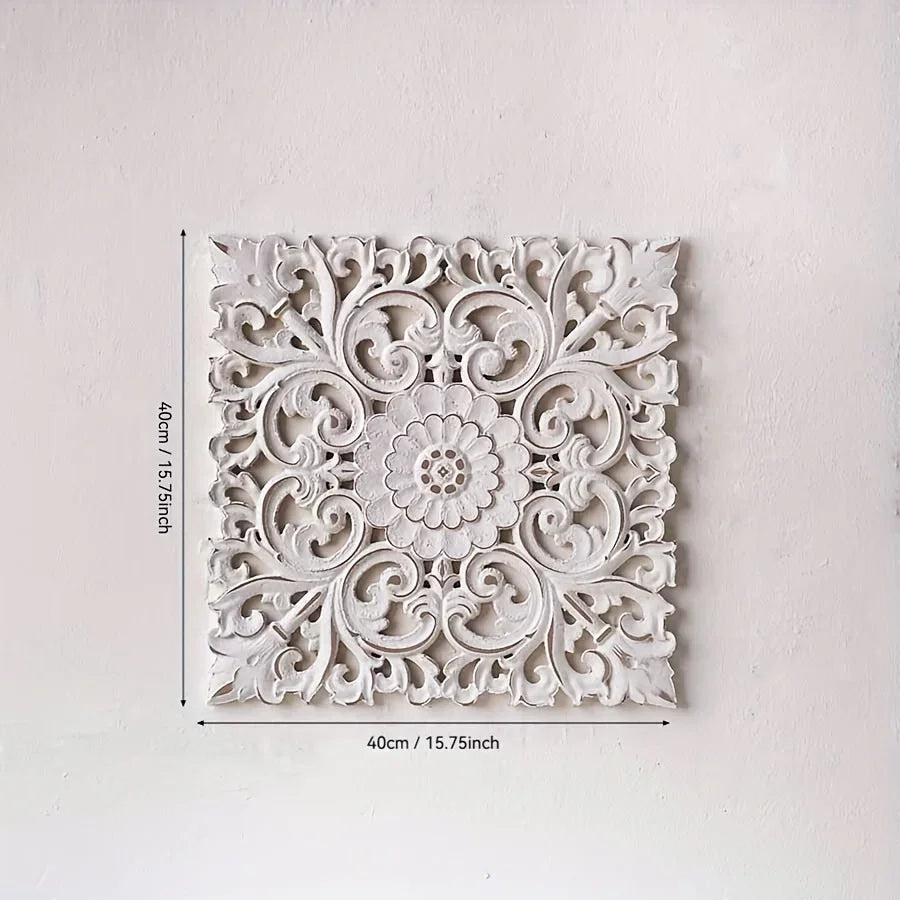 Vintage Floral Wall Hanging Decor - Ornate Floral Patterns, Artificial/recycled Wood - Living Room,... - House Of Avana