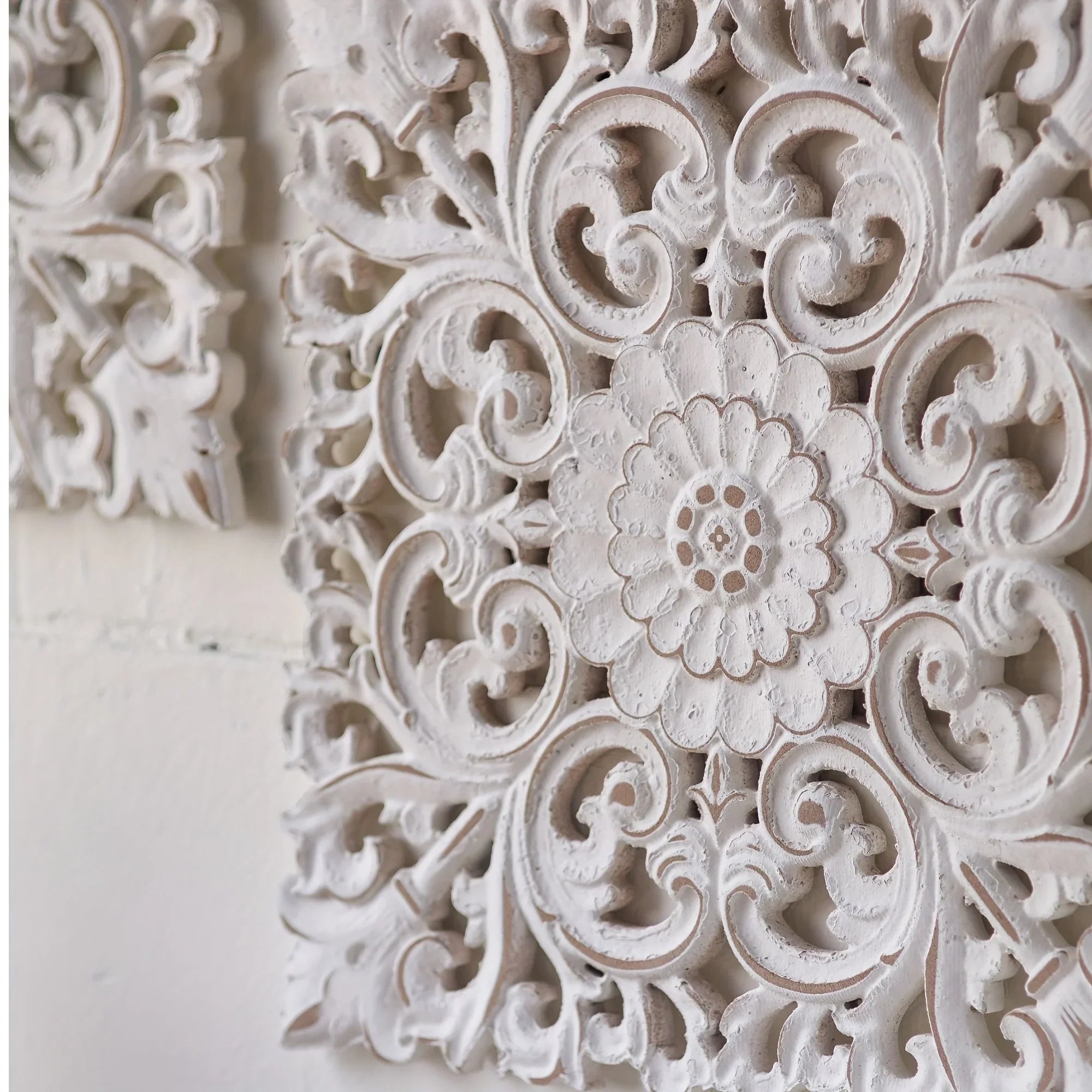 Vintage Floral Wall Hanging Decor - Ornate Floral Patterns, Artificial/recycled Wood - Living Room,... - House Of Avana