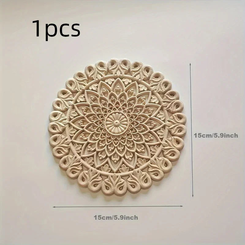 Elegant Wooden Floral Carving Applique - Intricate Design for Wardrobe & Cabinet Doors, Modern Home... - House Of Avana