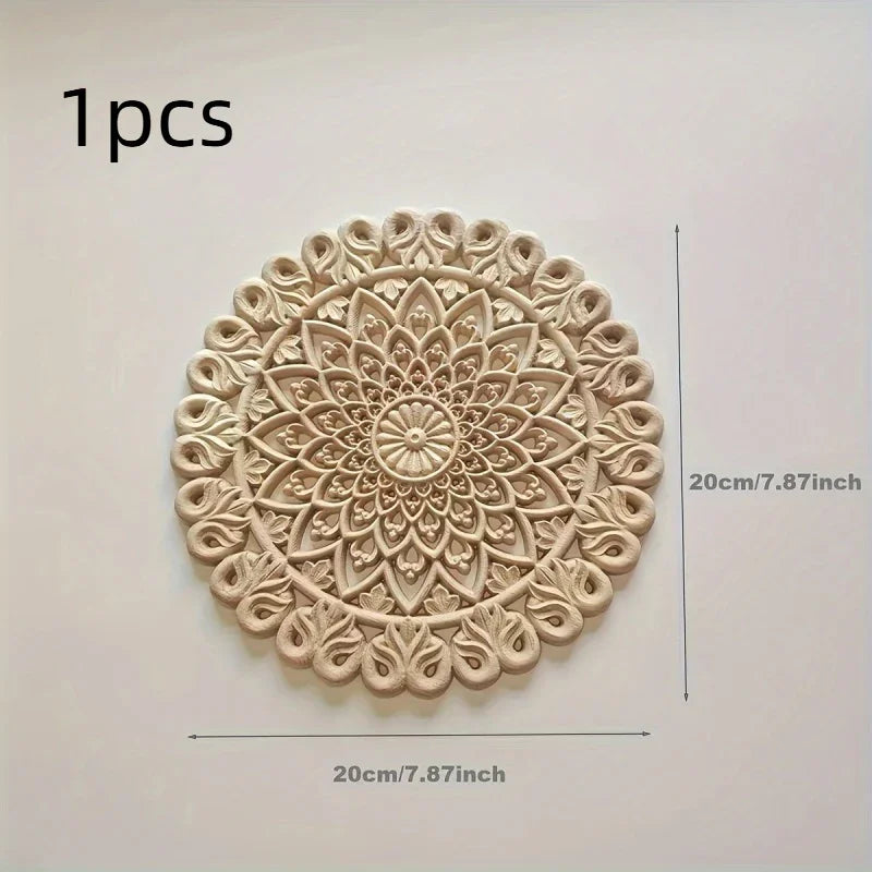 Elegant Wooden Floral Carving Applique - Intricate Design for Wardrobe & Cabinet Doors, Modern Home... - House Of Avana