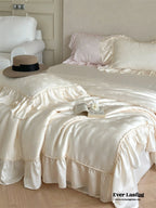 Floral Jacquard Tencel Blanket Set / White Ever Lasting