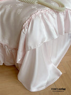 Floral Jacquard Tencel Blanket Set / White Ever Lasting