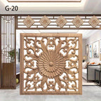 Classic Carved Wood Wall Sculpture, 7.87" Square Floral Medallion, Decorative Unpainted Wooden Applique... - House Of Avana