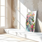 Floral Serpent Portrait – Watercolor Style UV Glass Wall Art with Botanical Snake Design - KAFCD109 Peony Atelier