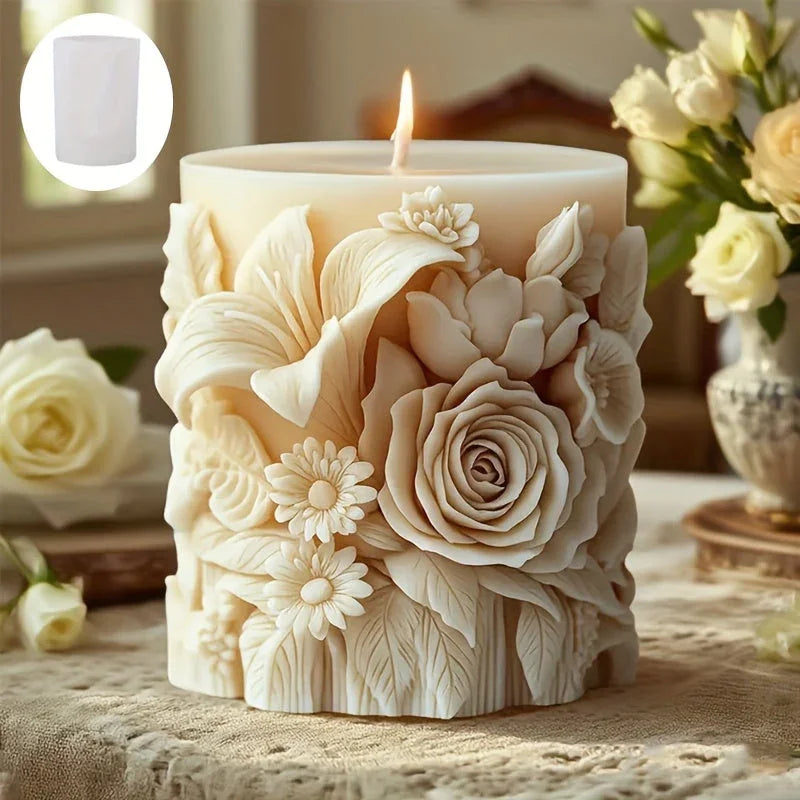 Colorful silicone molds for DIY floral candles, flexible and reusable - House of Avana