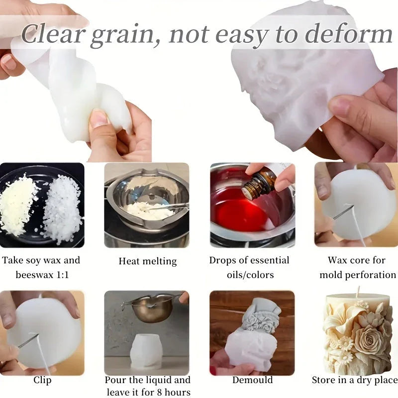 Colorful silicone molds for DIY floral candles, flexible and reusable - House of Avana