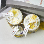 Large white floral soy wax candles in mercury glass holders, 2-pack - House of Avana