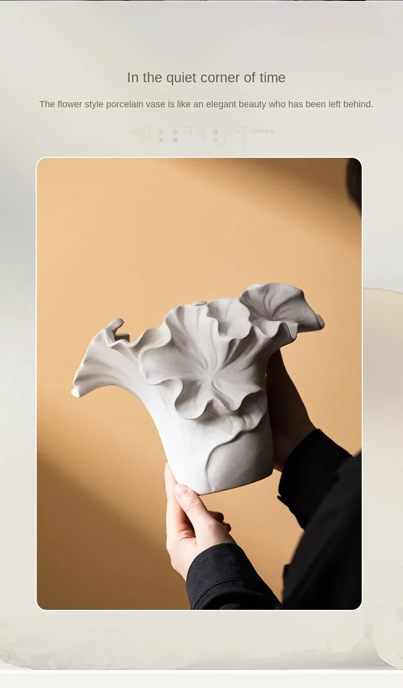 Ceramic Floral Vase - Elegant Home Decor, Easy-clean Surface, angled view - House Of Avana