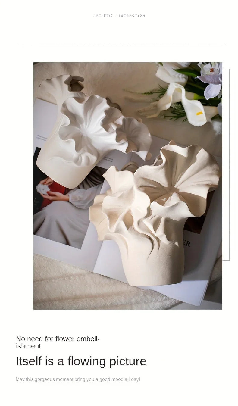 Ceramic Floral Vase - Elegant Home Decor, Easy-clean Surface, close-up view - House Of Avana