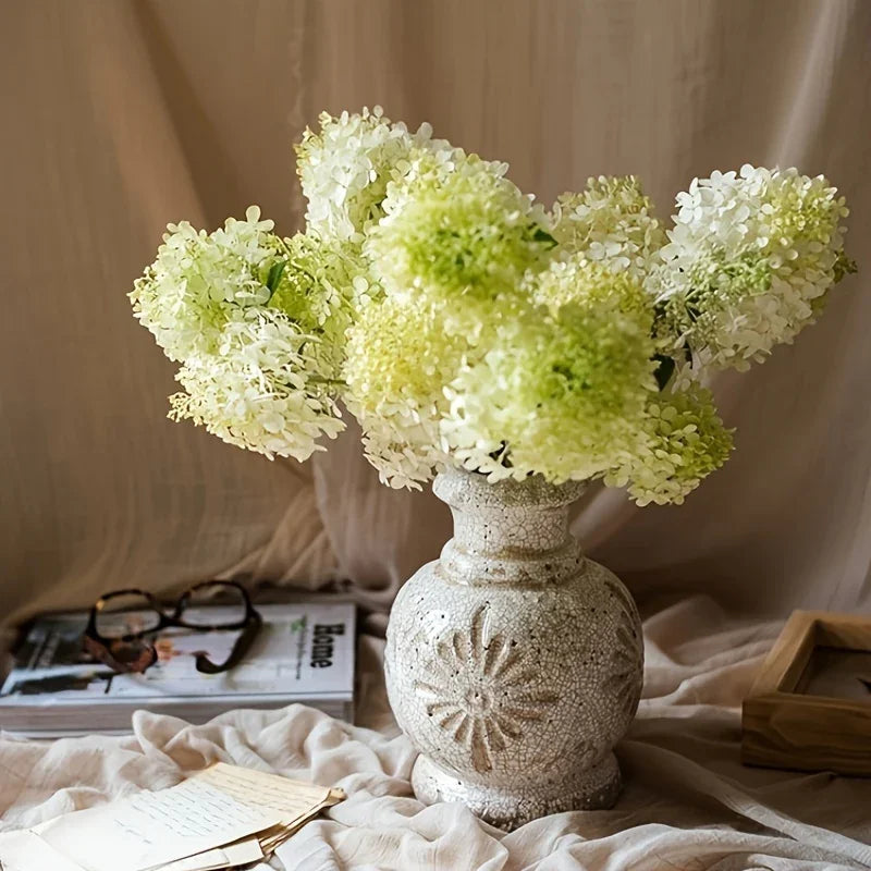 Rural Farmhouses Ceramic Vase, Decorative Floral Texture Vase for Home Decor, Living Room Decor, Shelf... - House Of Avana