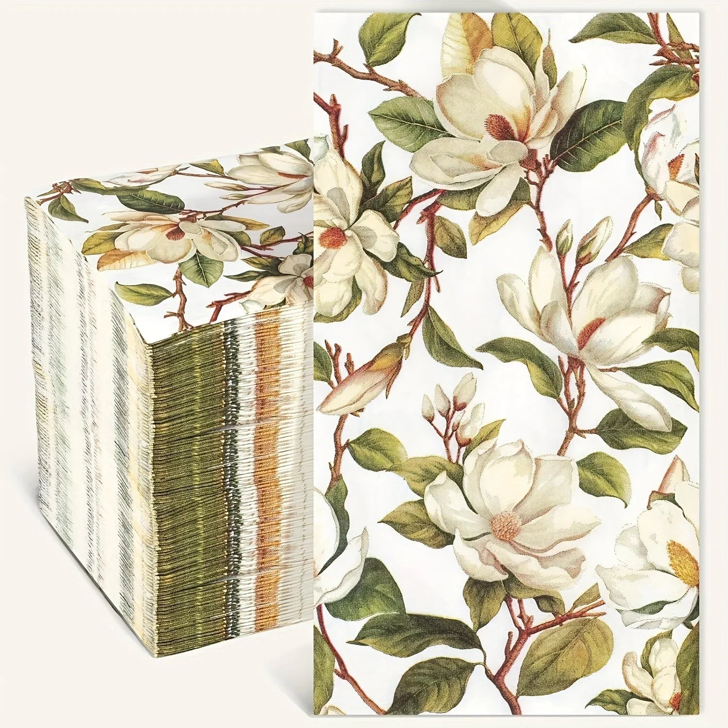 100 Vintage Magnolia Napkins, Premium 3-ply Floral Napkins - Restaurant, Event, Bar Napkins - Perfect... - House Of Avana