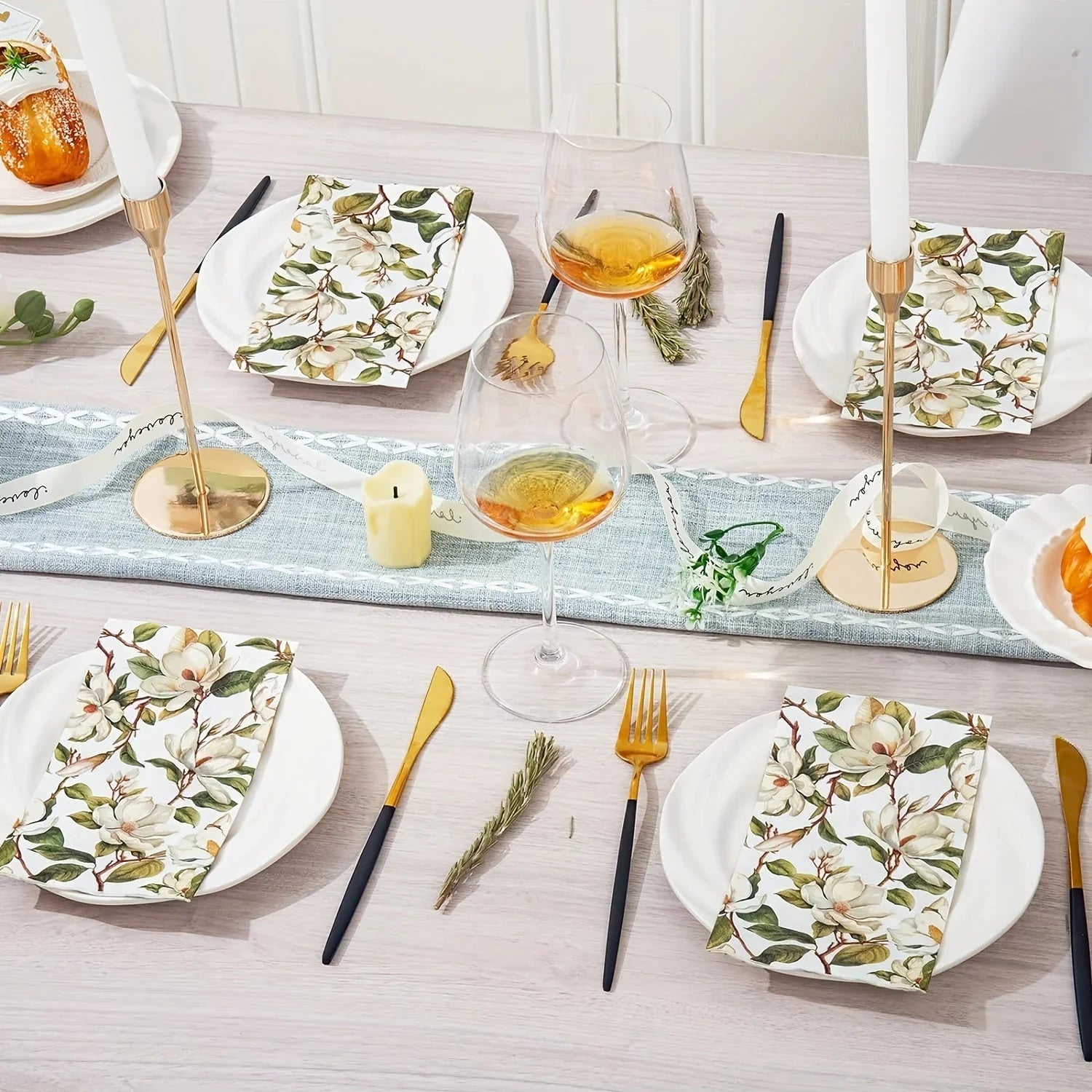 100 Vintage Magnolia Napkins, Premium 3-ply Floral Napkins - Restaurant, Event, Bar Napkins - Perfect... - House Of Avana