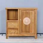 Wall Art - Floral Oak Wood Natural, angled view - House Of Avana