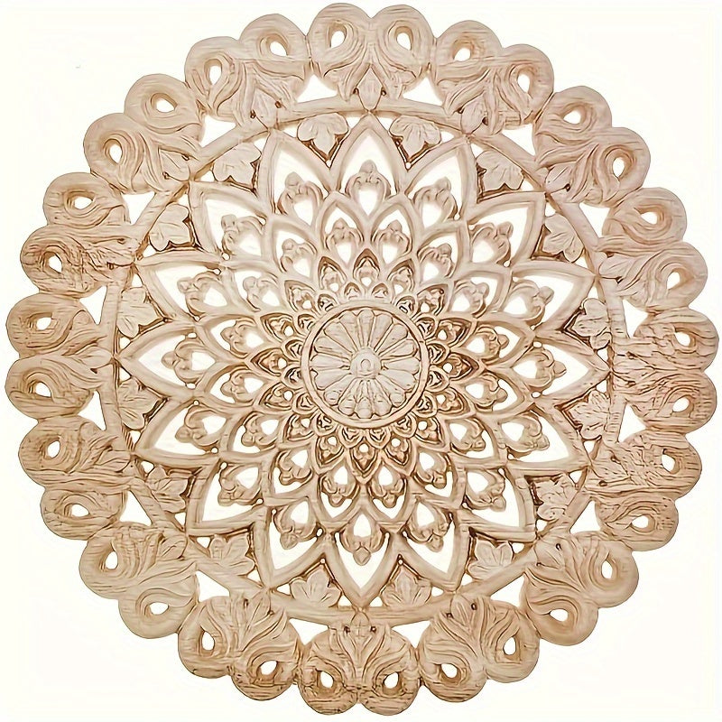 Wall Art - Floral Oak Wood Natural, side view - House Of Avana