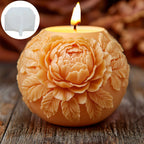 Large Peony Flower Relief Ball Candle Silicone Mold, Blooming Floral Design for Resin Casting, Concrete... - House Of Avana