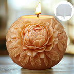 Large Peony Flower Relief Ball Candle Silicone Mold, Blooming Floral Design for Resin Casting, Concrete... - House Of Avana