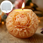 Large Peony Flower Relief Ball Candle Silicone Mold, Blooming Floral Design for Resin Casting, Concrete... - House Of Avana