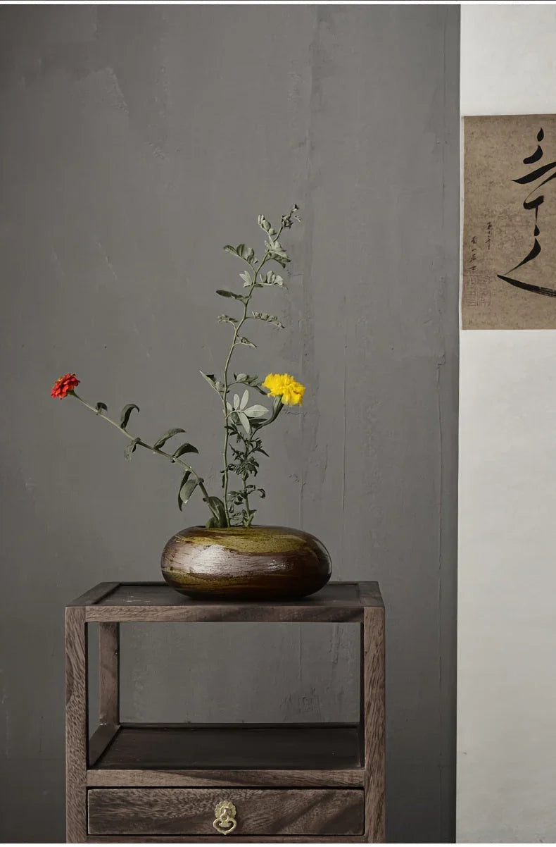 [minimalist Japanese Vase] Wabi-sabi Minimalist Japanese Vase - Sturdy Ceramic Flower Pot for Home,... - House Of Avana