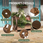 Sonegra Wooden Flower Cart Pot with Wheels, Flower Pots Decoration for Garden, Outdoor Garden Planter &... - House Of Avana