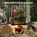 Sonegra Wooden Flower Cart Pot with Wheels, Flower Pots Decoration for Garden, Outdoor Garden Planter &... - House Of Avana