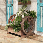 Sonegra Wooden Flower Cart Pot with Wheels, Flower Pots Decoration for Garden, Outdoor Garden Planter &... - House Of Avana