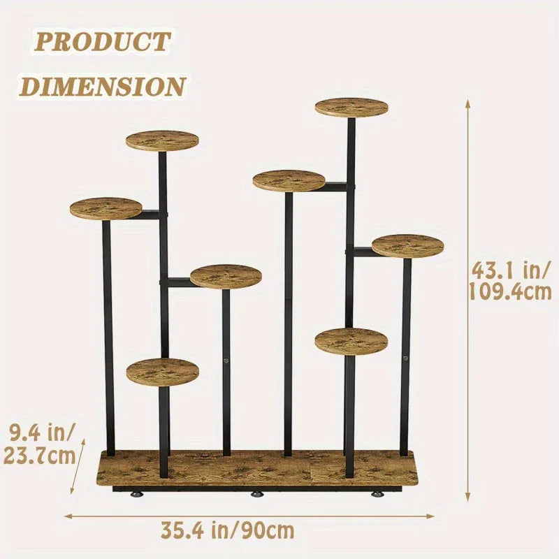 9 Tier Pot Plant Stand for Indoor, Wood Plant Shelf Corner Display Rack, Multi-tier Planter Pot Holder... - House Of Avana