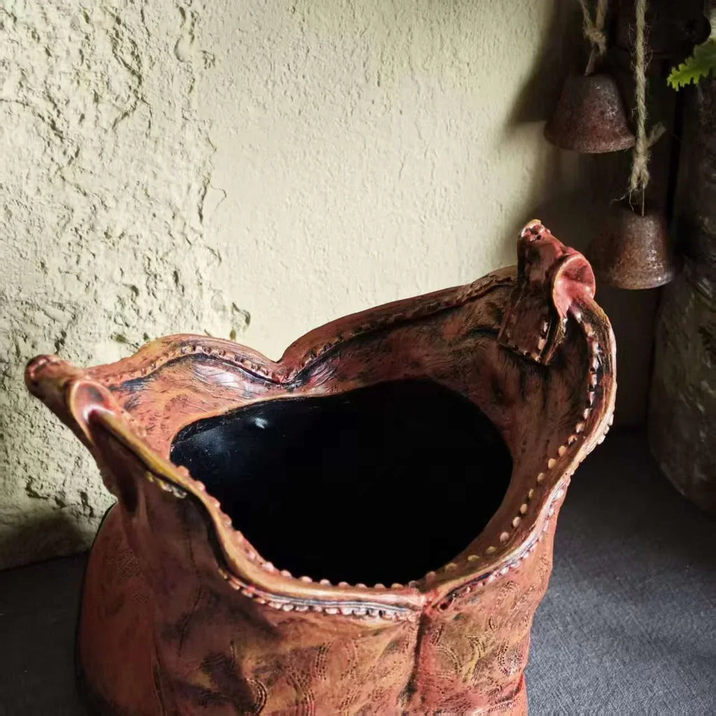 American Country Creative Western Cowboy Boot Resin Flower Pot Ornament Vase for Balcony Garden... - House Of Avana