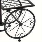 6-tier Metal Garden Cart Stand Iron Plant Rack Home Porch Flower Display Holder, detail shot - House Of Avana