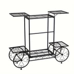 6-tier Metal Garden Cart Stand Iron Plant Rack Home Porch Flower Display Holder - House Of Avana