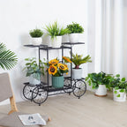 6-tier Metal Garden Cart Stand Iron Plant Rack Home Porch Flower Display Holder - House Of Avana