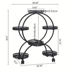 6 Potted Metal Plant Stand Garden Cart Wrought Iron Flower Pots Rack Holder Display Shelf with Wheels... - House Of Avana