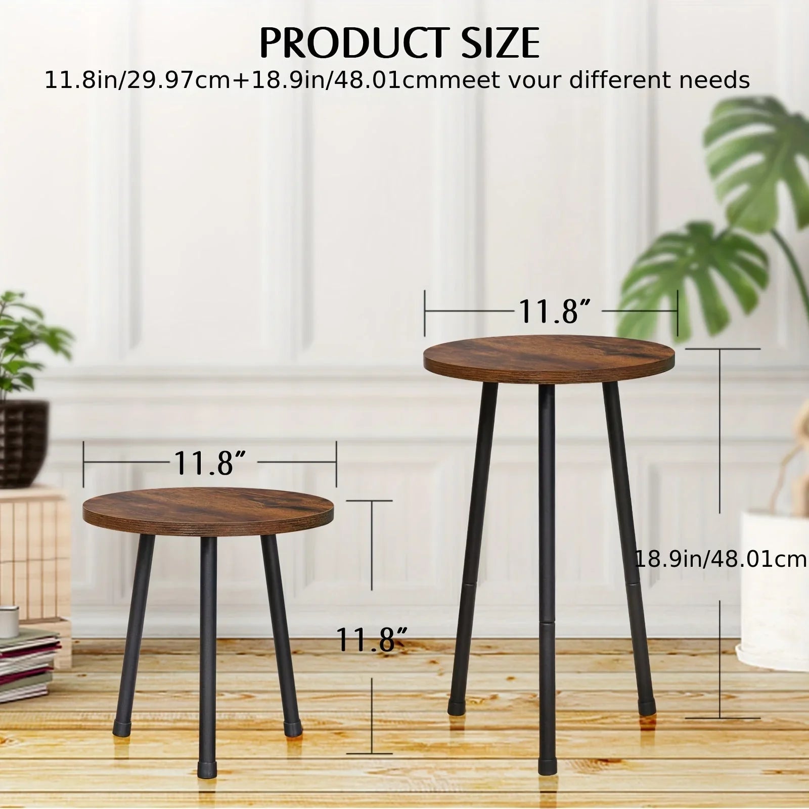 2 Pack Indoor Plant Stand, Mid-century Wooden Style Plant Holder, Indoor Outdoor Flower Stand, Small... - House Of Avana