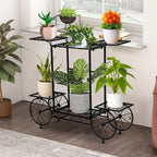 Metal 6-tier Plant Stand Garden Cart Wrought Iron Flower Pot Holder Shelf Rack, lifestyle image - House Of Avana