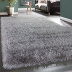 Fluffy Rug Shaggy For Living Room in Grey Soft & Shimmering RugYourHome