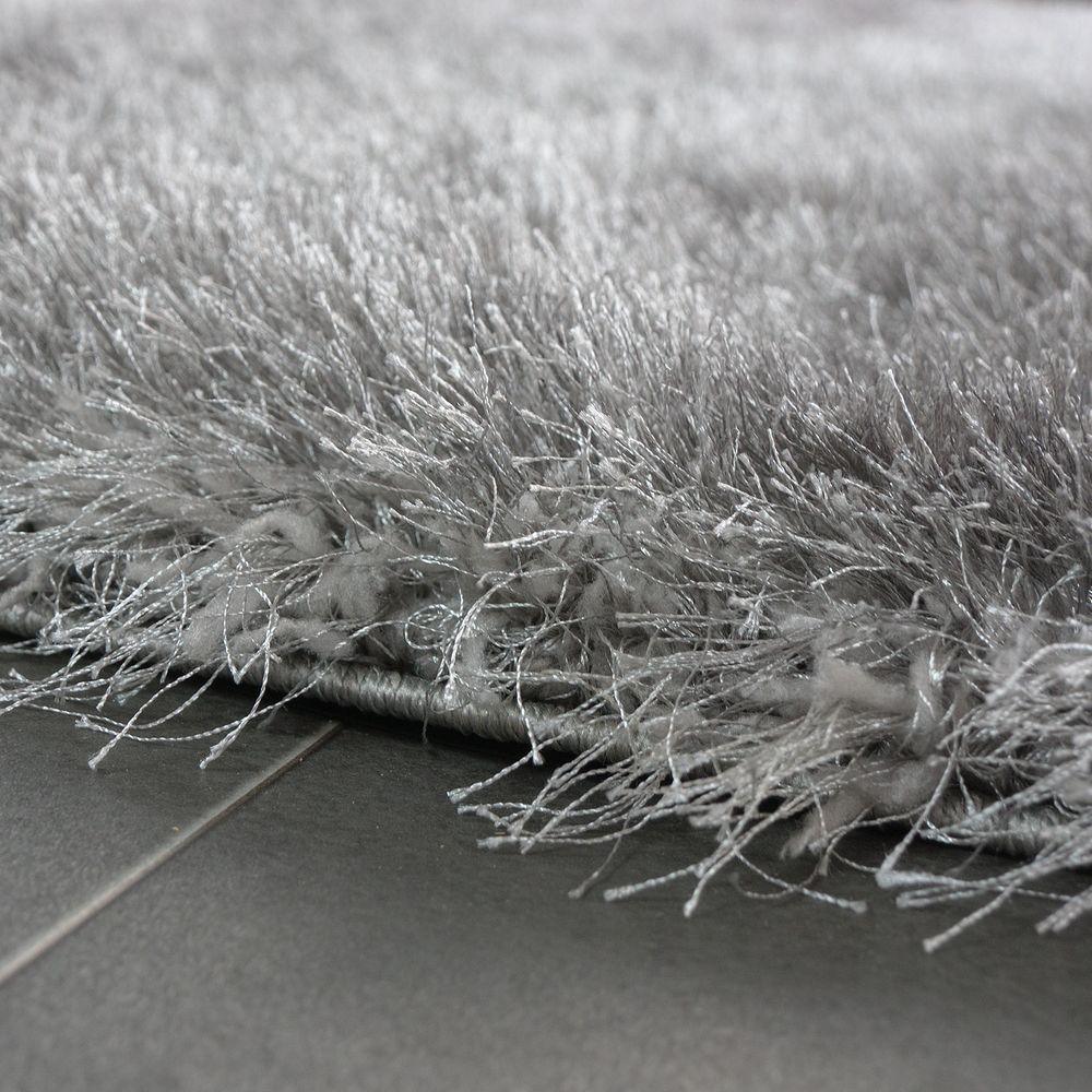 Fluffy Rug Shaggy For Living Room in Grey Soft & Shimmering RugYourHome