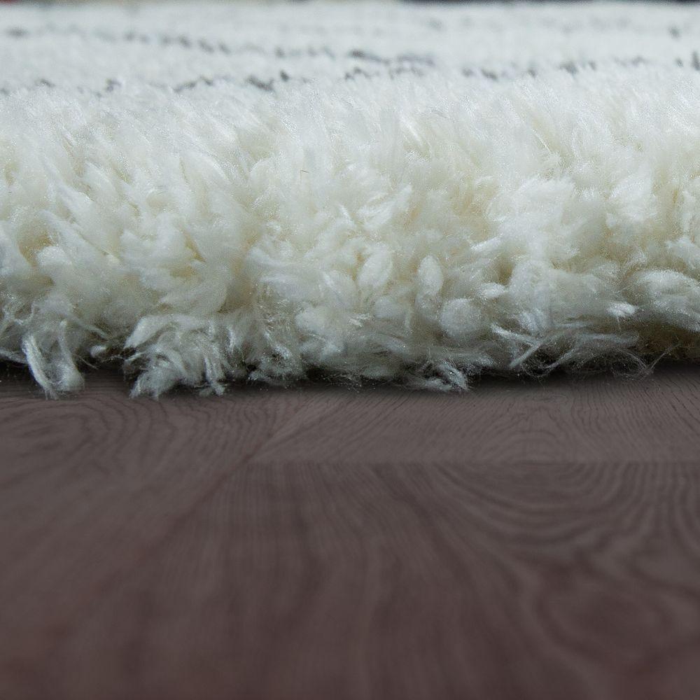 Fluffy Shag Rug Flokati Style Diamond Pattern Cream RugYourHome