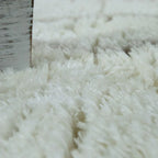 Fluffy Shag Rug Flokati Style Diamond Pattern Cream RugYourHome