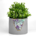 Fluorite Geode 6" Planter with Natural Stone and Hollow Center, front view - House Of Avana