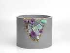 Fluorite Geode 6" Planter with Natural Stone and Hollow Center, lifestyle image - House Of Avana