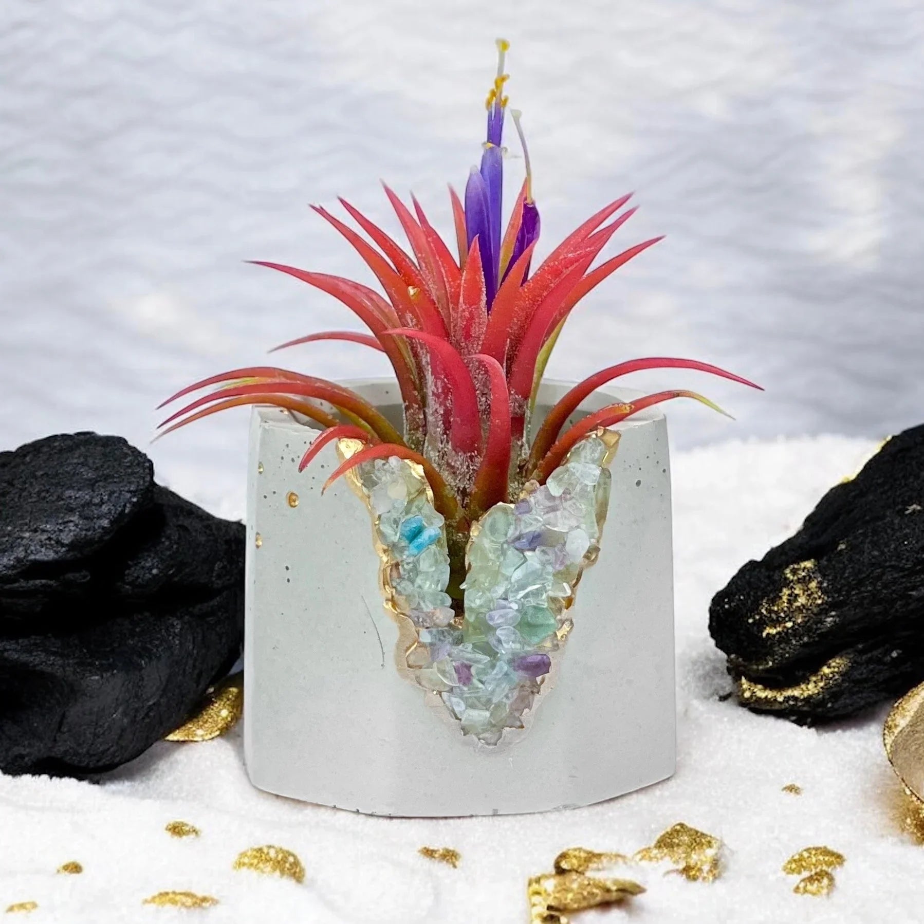 Purple fluorite geode planter, natural stone décor - House of Avana