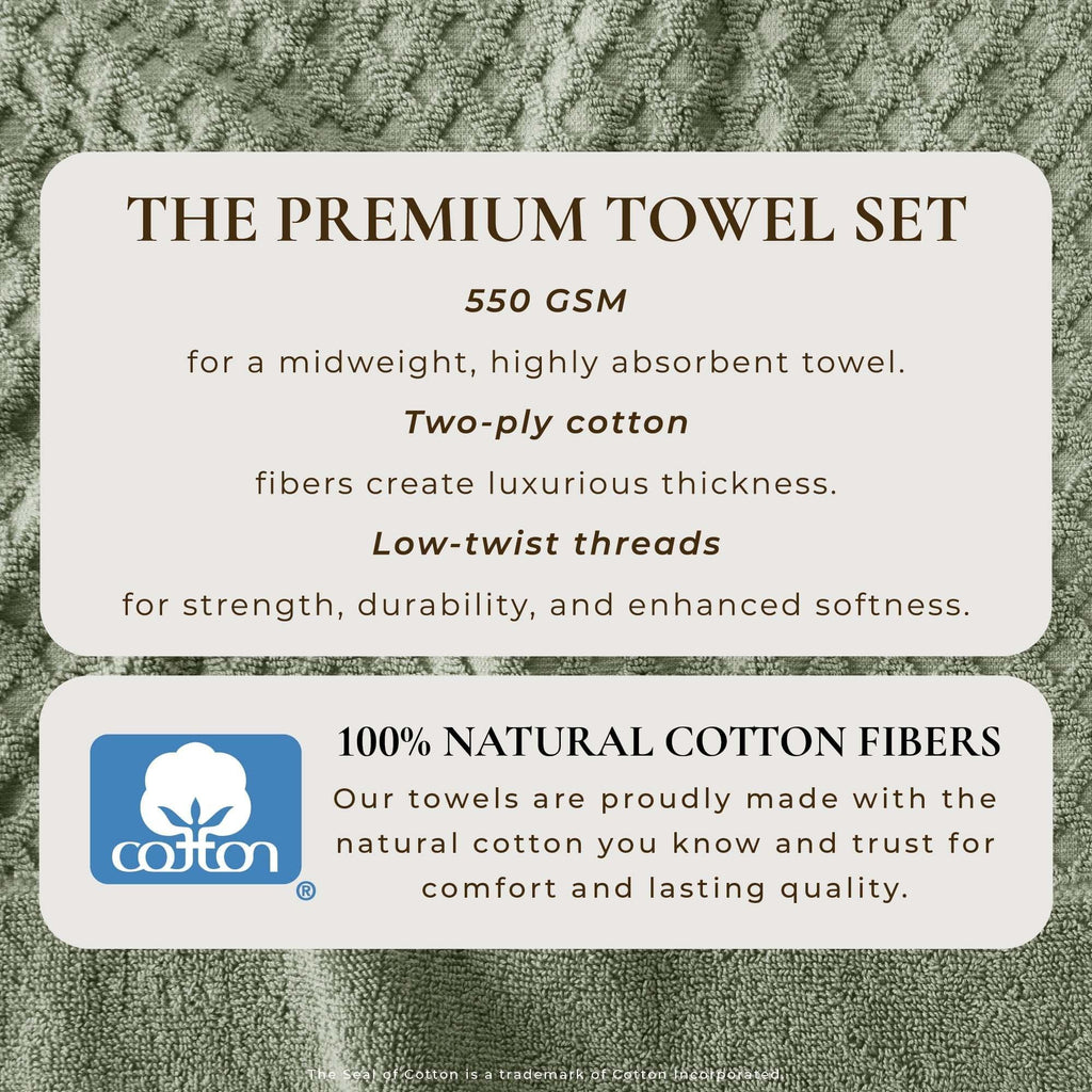 Cotton Diamond Waffle Weave Bath Towel Set - Grayson Collection