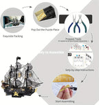 Adult Metal 3D Puzzle, Flying Dutchman Pirate Ship Model Kit, 3D Ship Model Building Kit, DIY Craft Kit, Suitable for Family Time, Difficult 3D Puzzle, Exquisite Birthday Gift House Of Avana