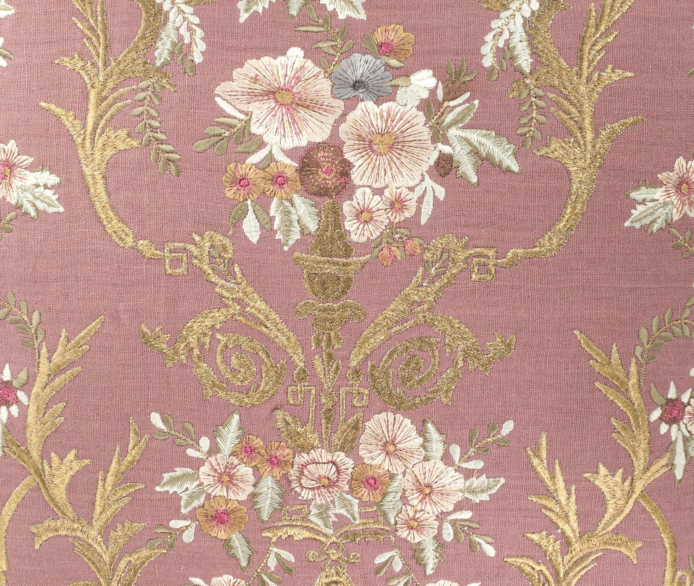Fontainebleau Embroidered Linen Throw Pillow Cover 18 X 18
