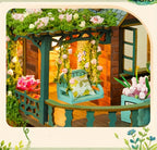 Forest Hut Handmade Wooden Dollhouse Toy Model Kit - Multi-Level Tiny House with Slanted Roof, Floral Balcony & Cozy Interior, Charming Miniature Home Decor for Christmas/Birthday Gifts (No Glue/Battery Included) - Safe & Dur House Of Avana