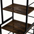 Four-Tier Industrial Style Metal Frame Bookshelf | Vintage Luxury Villa-Style Bookcase Suitable for Living Room, Study or Home Office